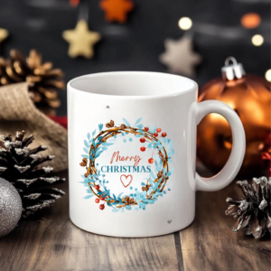 Christmas Aqua Wreath Mug