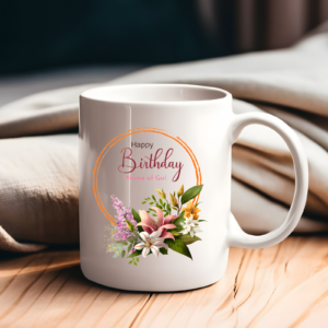 Flower Wreath Birthday Mug