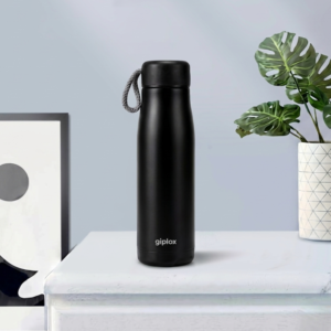 GIPLOX Dori Stainless Steel Water Bottle, Insulated Bottle, Dori Waterbottle, Double Wall Vaccum Flask,8 Hours Hot and Cold Leak Proof Sipper, Office Bottle, Gym Flask with Handle (Black)