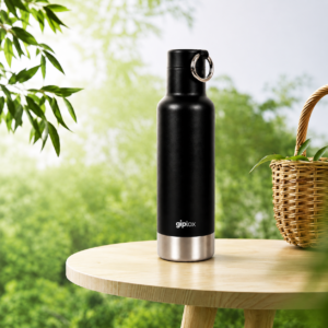 GIPLOX FrostRing 500ml Double Wall Vacuum Insulated Stainless Steel Water Bottle | SS304 Leakproof Flask | Hot & Cold Water Bottle for Office, School, Gym, Travel & Home (Black)