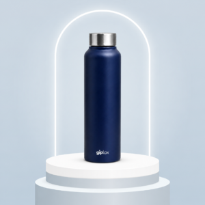 GIPLOX WideFlow 750ml Stainless Steel Water Bottle | Single Wall Steel Bottle | Wide Mouth Design | BPA-Free & Rust Resistant | Lightweight Reusable Water Bottle for Gym, Office, School, Home & Travel | Navy Blue