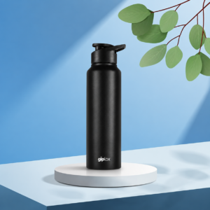 GIPLOX Flip 750ml Stainless Steel Sports Water Bottle | Single Wall Lightweight Sipper Bottle | Leakproof Flip Cap for Gym, Office, School & Travel